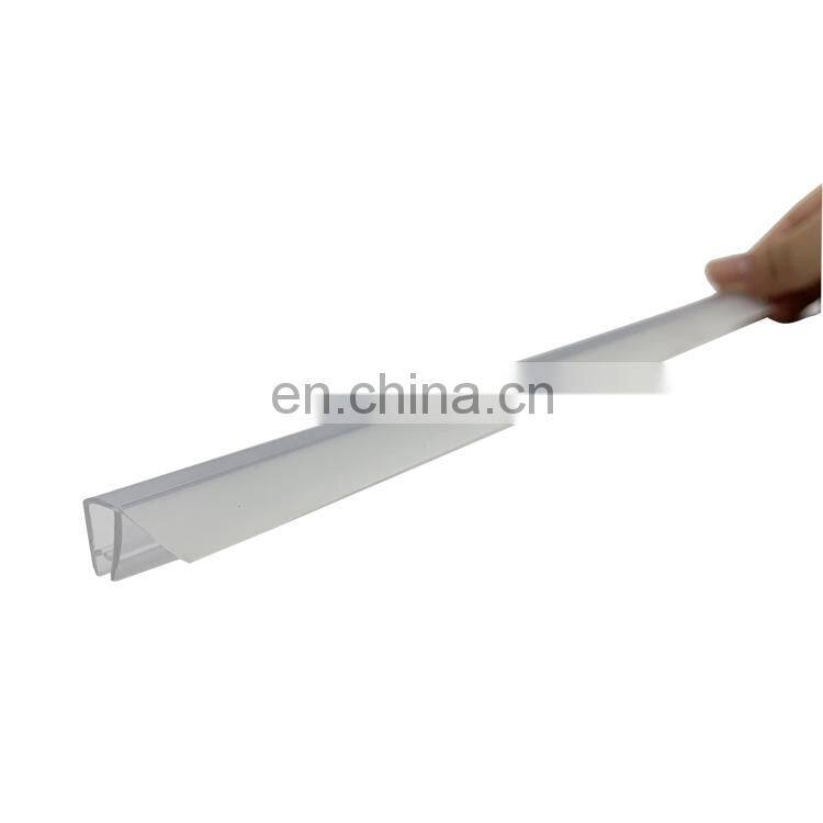 pvc 90D glass door hard-soft side waterproof strip for 6mm - 10mm glass