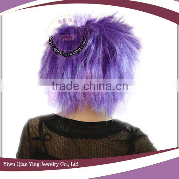 cheap synthetic short halloween purple wig