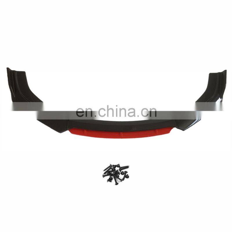 Hot sale with lowest price car parts new style wholesale Gloss Black+Red Front Lip Universal Front Bumper Lip