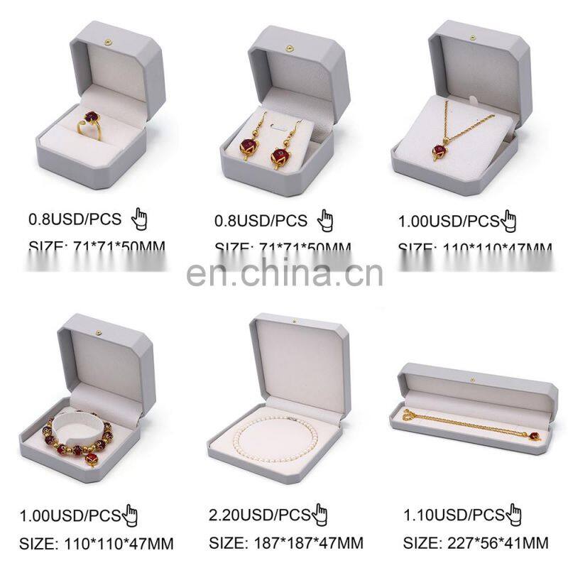 New Arrival Octagonal Shape Light Gray Pu Leather Ring Box