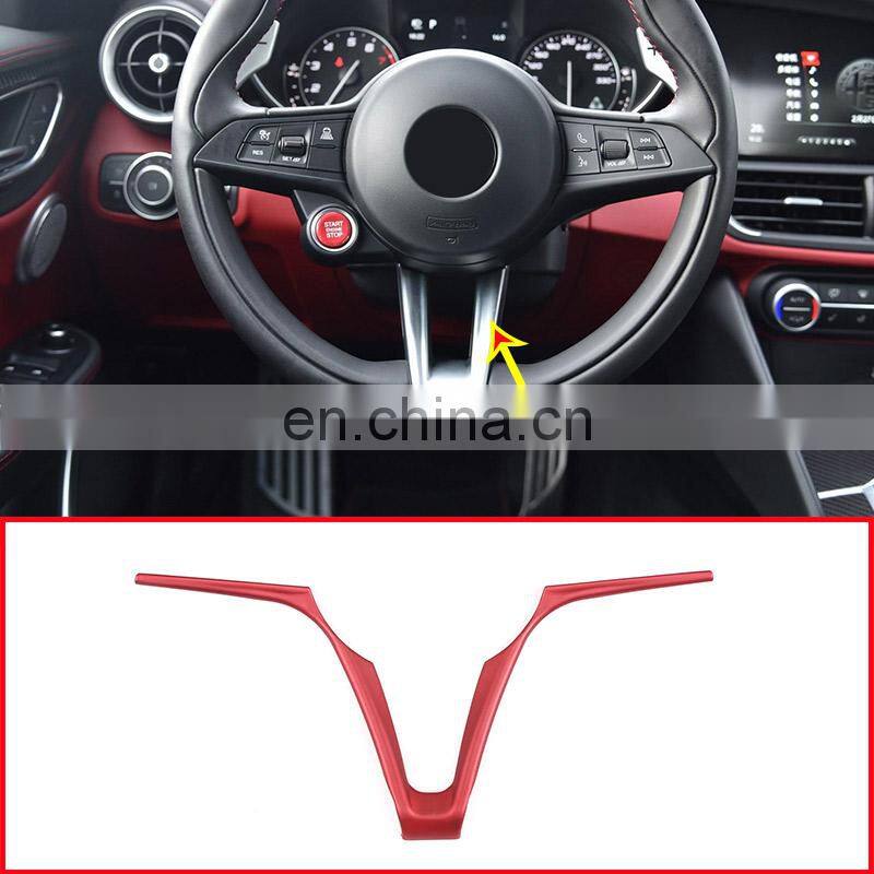 Red Carbon Fiber Style ABS Car Steering Wheel V Shape Decoration Frame Trim For Alfa Romeo Stelvio Giulia