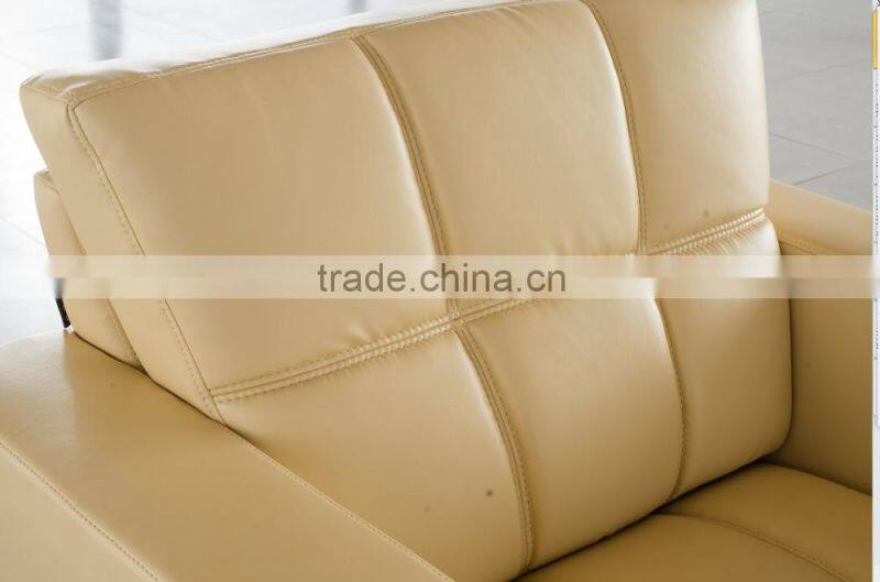 Soft back with sqare stitching leather sofa price good 3seater item 8060