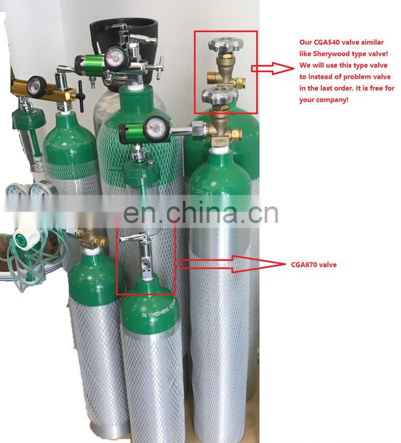 ISO7866 /SO9809-3 Aluminum and steel oxygen cylinder,Alloy 6061/37Mn medical oxygen gas cylinder