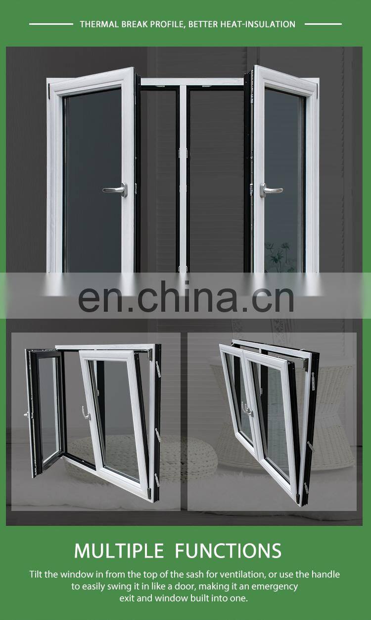 aluminum double triple glass tilt & turn project-out window  comply with NFRC and NAMI USA Standard