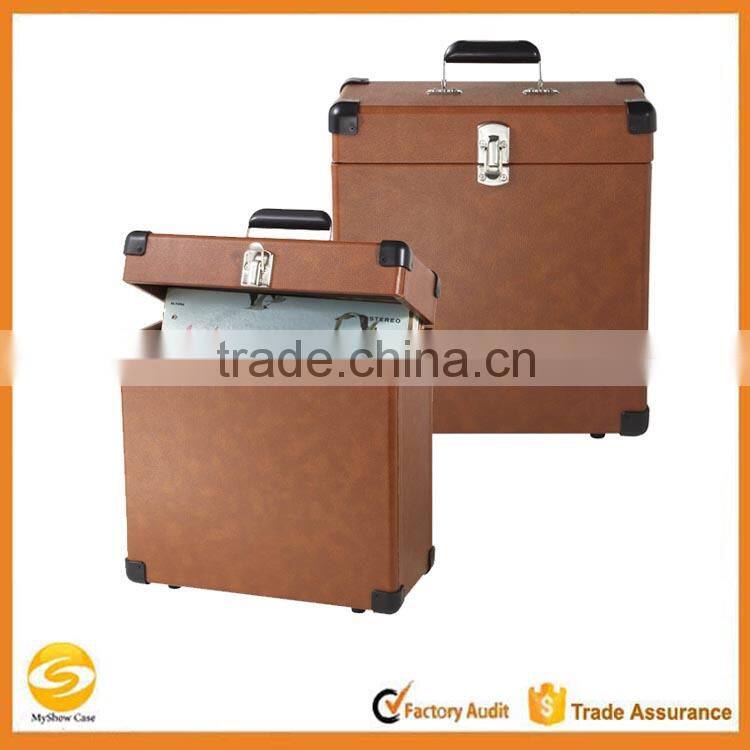 Leather Record Case Carrier for 30+ Albums,300LP Vinyl 7 record flight box,DJ Flight case record box