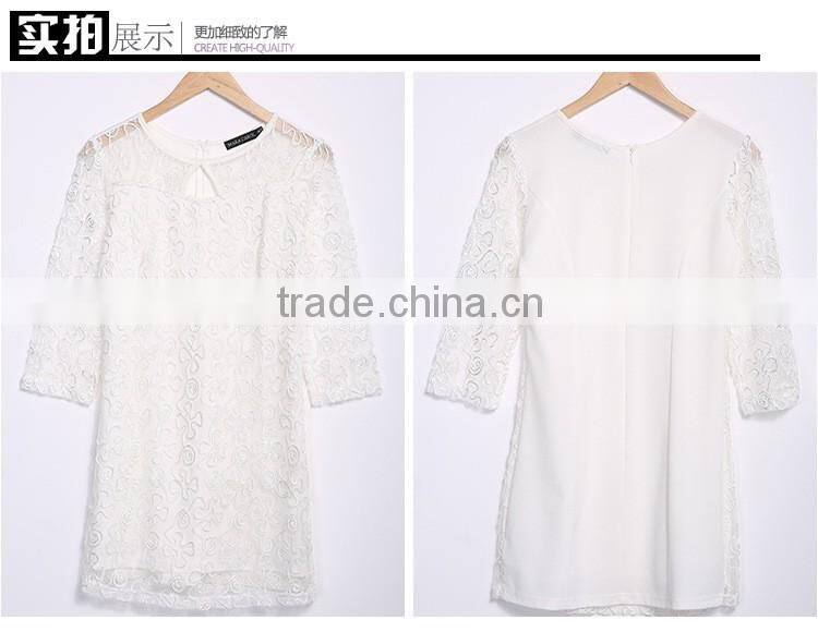 2017 hot new lace three-quarter sleeve dress for summer and autumn