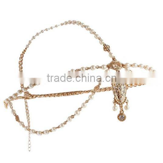 2015 diamond pearl tassel hair accessories jewelry made in China
