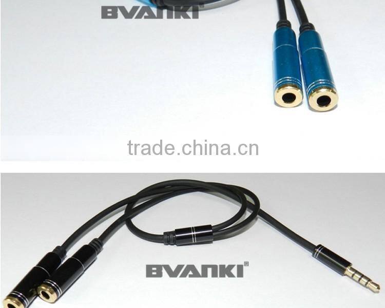 2016 top selling products in alibaba 3.5mm aux cable 1 Male to 2 feMale Stereo Aux Audio Cable for iphone 6 free samples