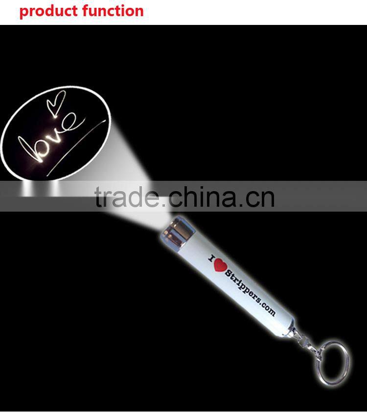 plastic and metal led fashion picture projector keychain to your friend