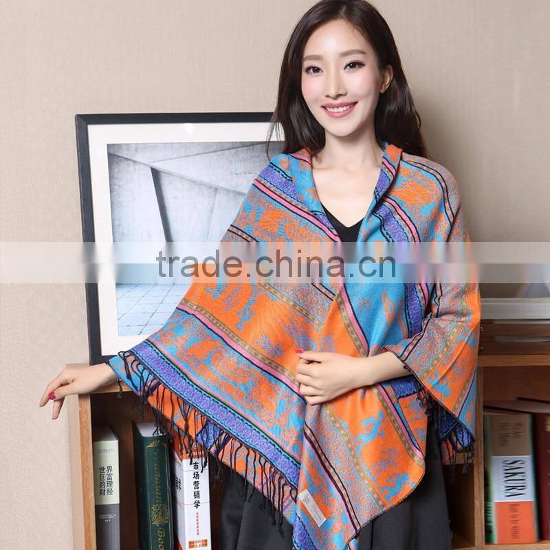 Antique Jacquard Wool Square Shawl