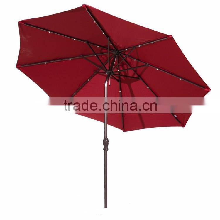 Multifunction Patio 9 ft Round Aluminum Solar Powered 24 Garden Outdoor Light Led Umbrella