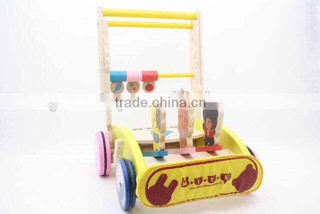 Height adjustable wooden baby walker