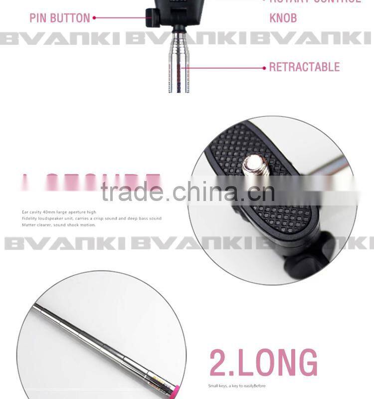 Wholesale Extendable Camera Tripod Handheld colorful wireless Monopod bluetooth Selfie Sticks with bluetooth shutter button