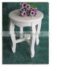 Vintage White Slats Wooden Small Folding Stool