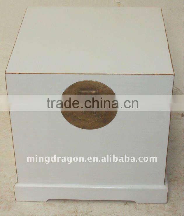 Chinese Antique Style White and Matt Finished Chest 50*50*48cm
