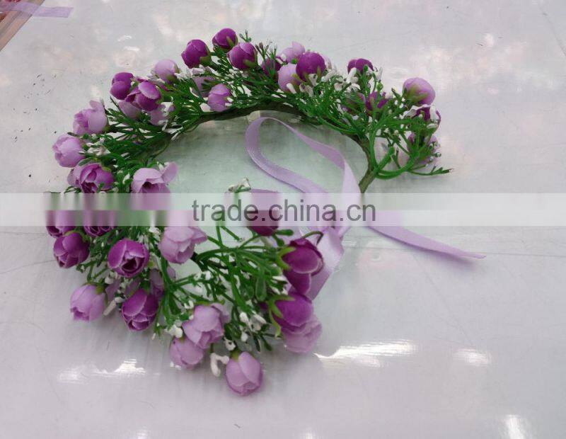 Wholesale Artificial women Rose Flower Wedding Crown Head Band tiara flower crown garland for girls