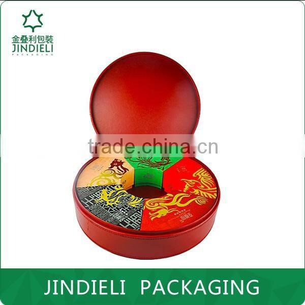 exquisite leather red round moon cake box