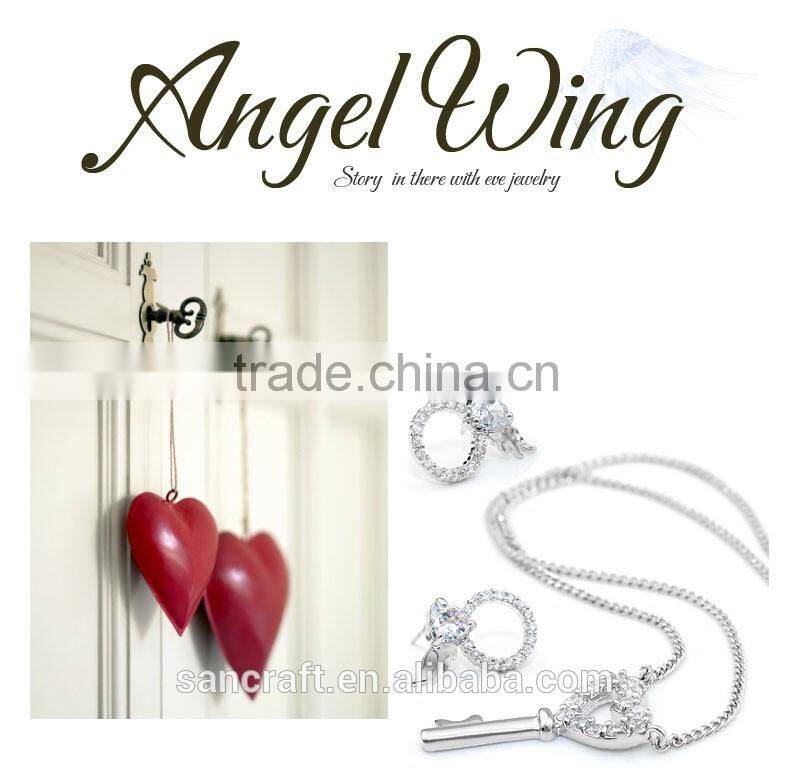 Love heart cubic zirconia best selling 2016 18k gold plated jewelry set
