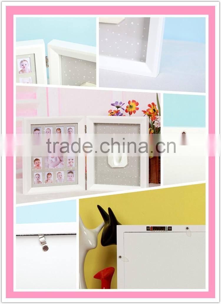 High quality baby hand imprint with wall wood frame moulding sculpture