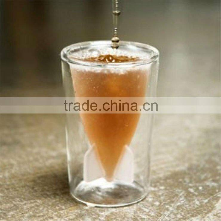KC-00185 Double layers glass Creative designed 44ml missile shape double layers beer glass