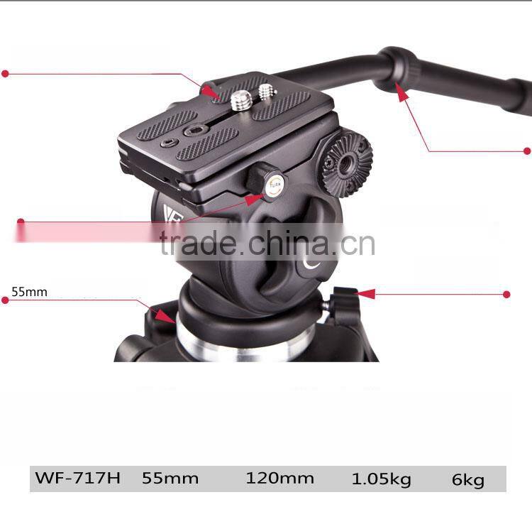 Professional Video Tripod heavy duty with fluid pan head for camera film photography WT717