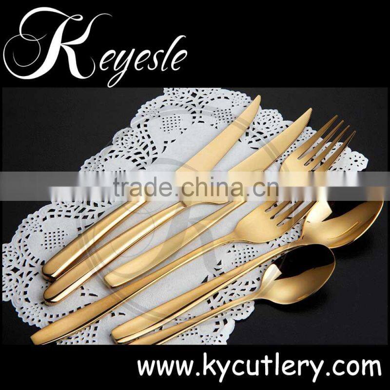 Yellow gold cutlery,dubai tableware,gold plated dinner set