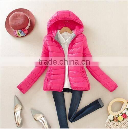 Manteau Femme 2016 New Winter Jacket Women Warm Ultra Light Down Cotton Jacket Candy Colored Hooded Short Jackets