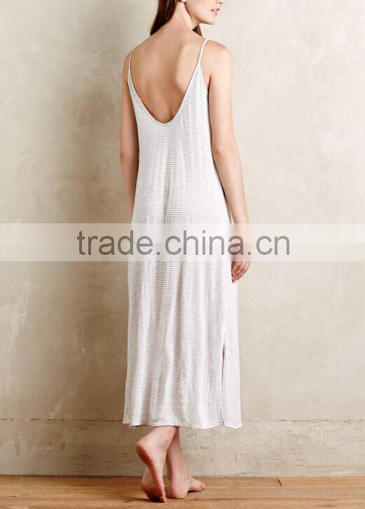Wholesale OEM Spring Winter Cotton Spandex Long Sleeves Elder Women Pink Sleep Nightgown
