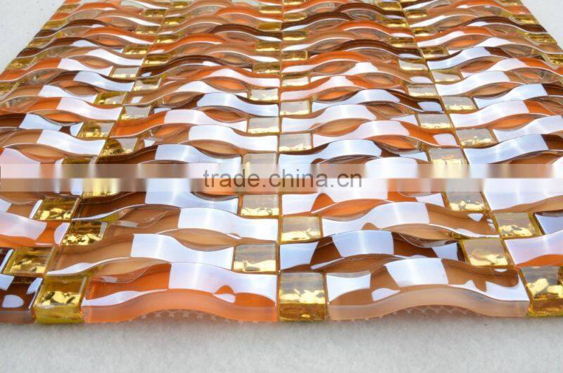 GT002 red glass floor rose pattern bamboo mosaic