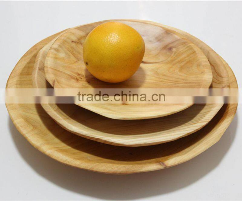 New Naturally Root Carved made by hand round plate tray
