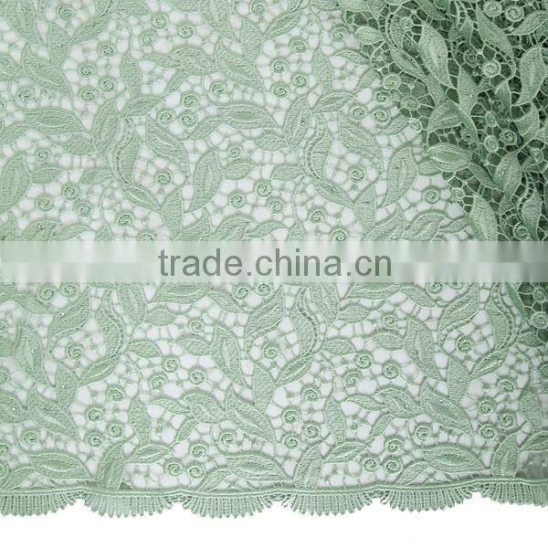 2016 Latest designs made in china wholesale swiss guipure lace with stones mint green guipure cord lace for wedding dress