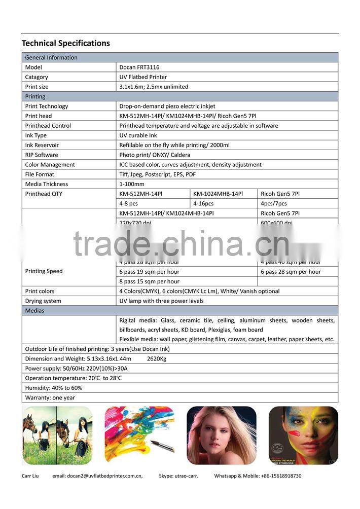 Docan exclusive Ricoh G5 uv hybrid printer/ uv printer roll to roll