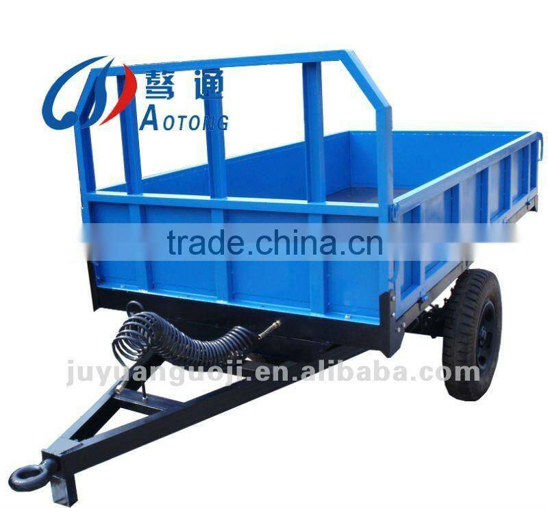 AOTONG Brand 20ft lengh 30tons small farmer use flatbed rear dump drar bar full trailer with HYVA hydraulic cylinders