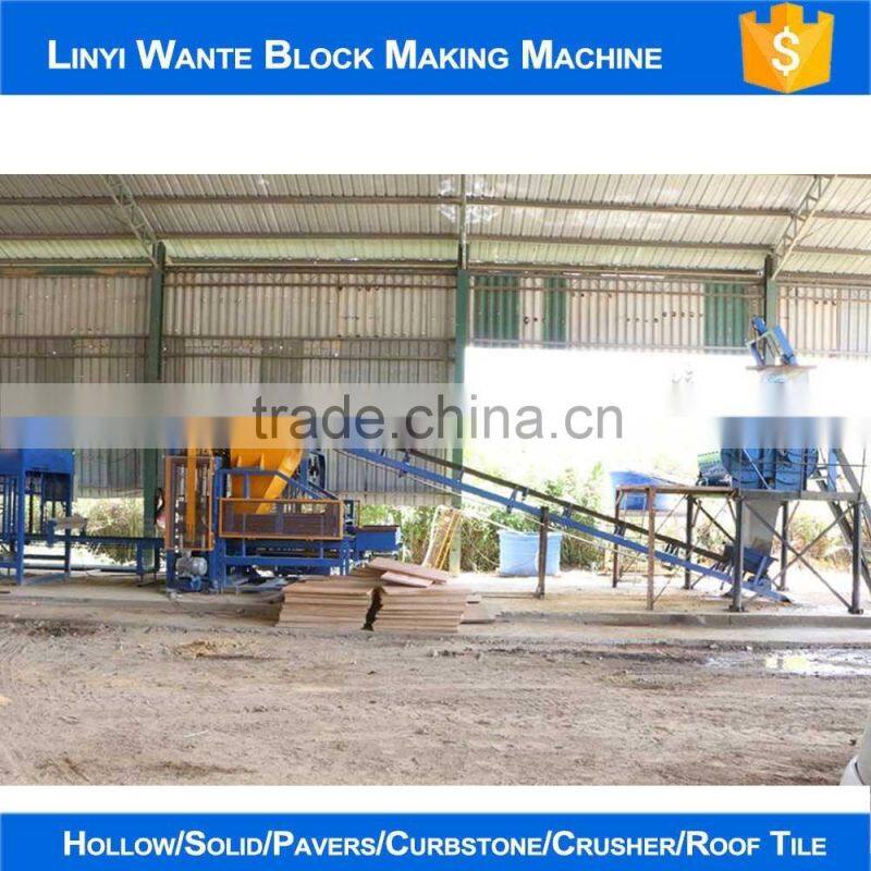 WANTE MACHINERY WANTE BRAND QT6-15B Fully automatic block making machine line with 9m screw conveyor