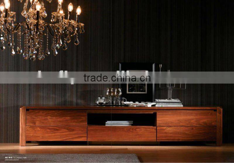 Modern solid walnut long tv cabinet