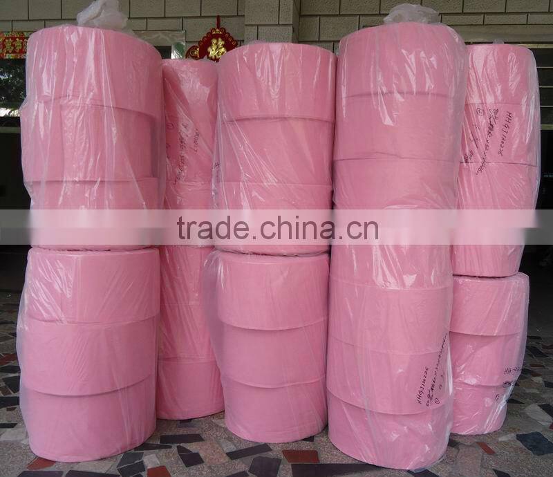Pink nonwoven all purpose cleaning cloth rolls (NEEDLE PUNCHED NONWOVENS, 50%viscose, 50%polyester)