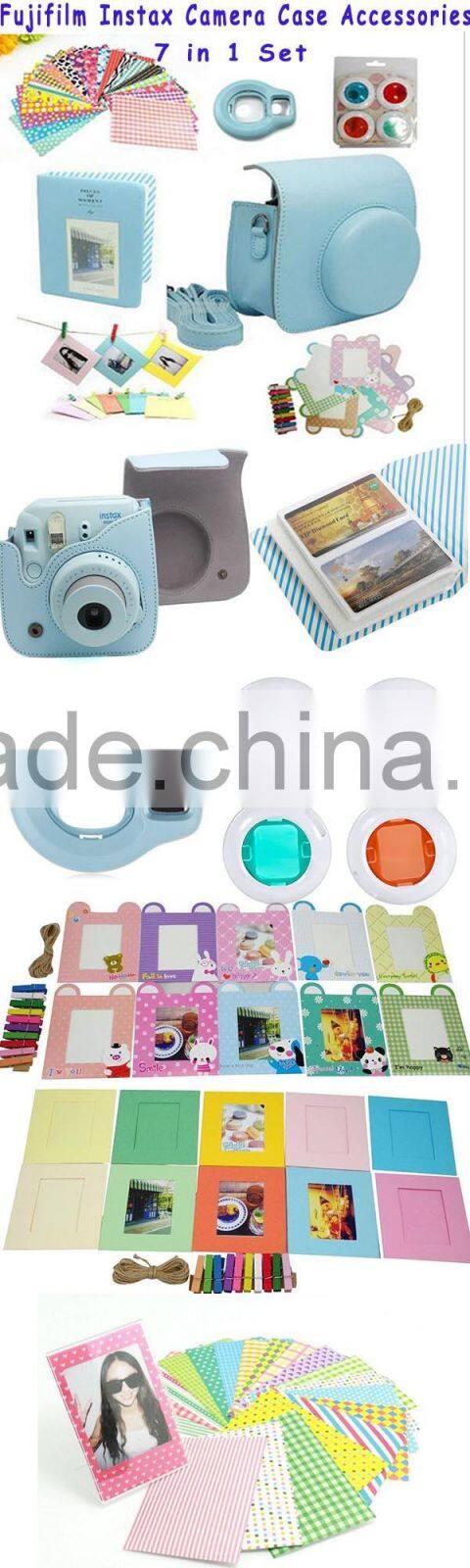 7 in 1 Fujifilm Instax Mini 8 Instant Film Camera Accessories Bundles (Instax Mini 8 Case/ Mini Album/ Close-up Selfie Lens/colo