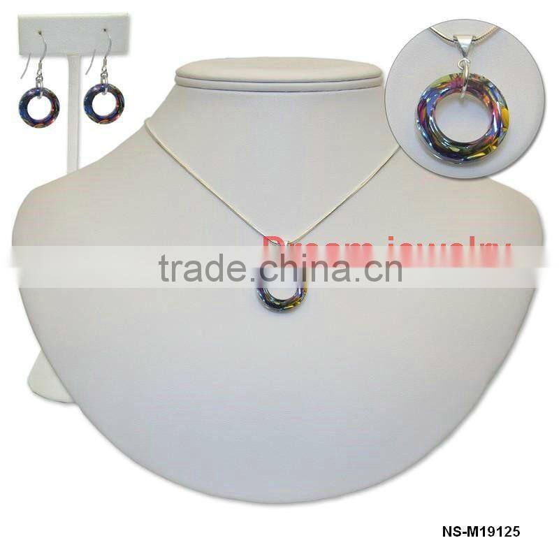 wholesale fashion blue crystal necklace set