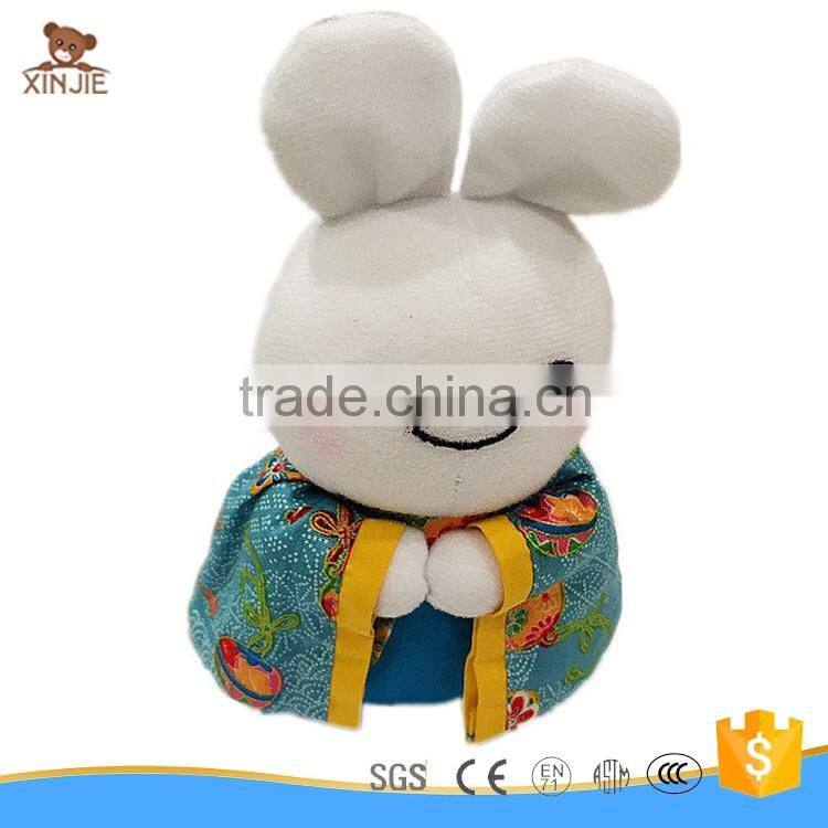 lovely blue sitting rabbit plush toy