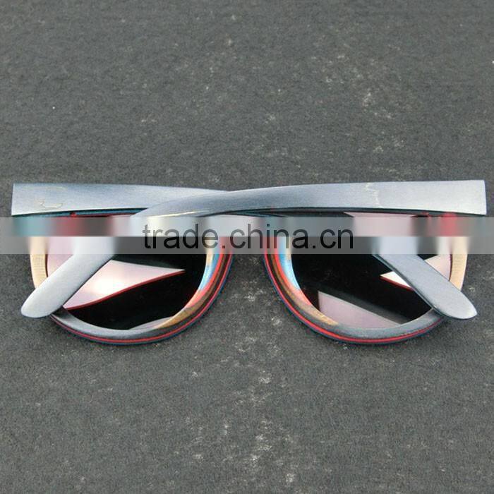 Recycled skateboard wood sunglasses 2016 cat eye shape wood sunglasses