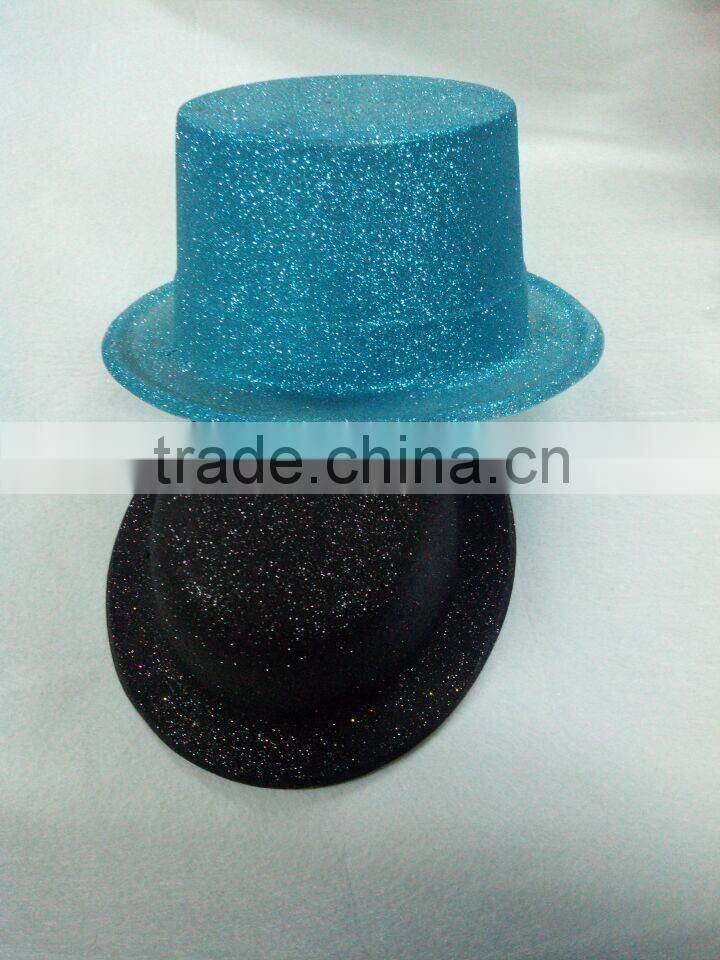 Promotional glitter bling plain blue black party top hat