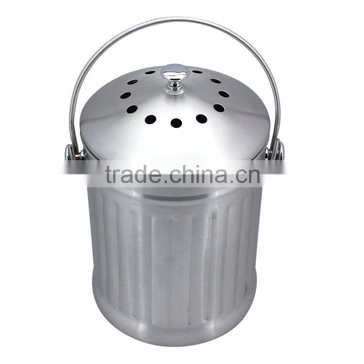 L/C cheap houseware 1.0 gallon stainless steel garbage can with carbon filters