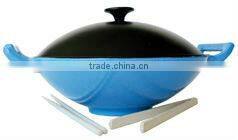 chinese black wok with glass lid