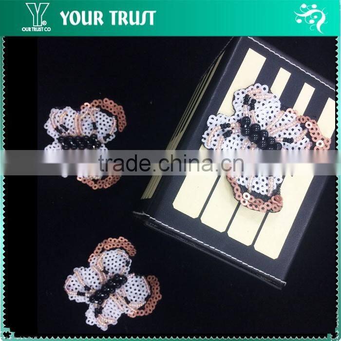 Decorative For Dress Sprakling Butterfly Sequin Applique Patch