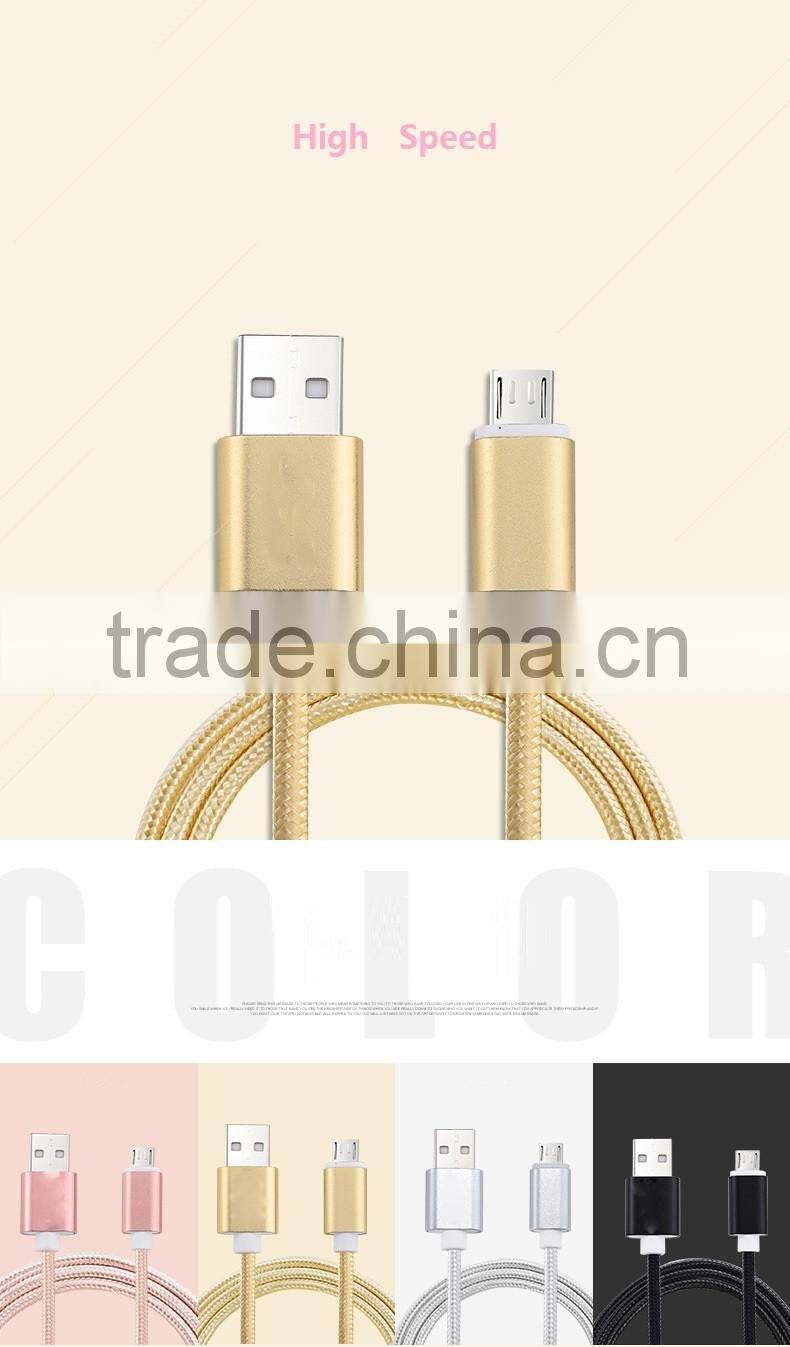 Nylon Braided fast charging micro usb data cable for samsung