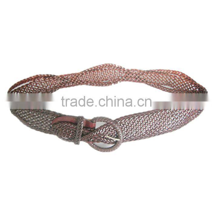 PU Basket Weave Braided Wide Cinch Belt For Woman