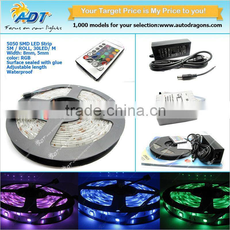 5M 500CM RGB 5050 600 Led SMD Flexible Light Strip Lamp+44 key IR Controller