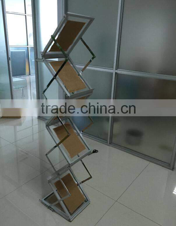 double side magazine holder chromed aluminum acrylic Z shape catalog brochure holder