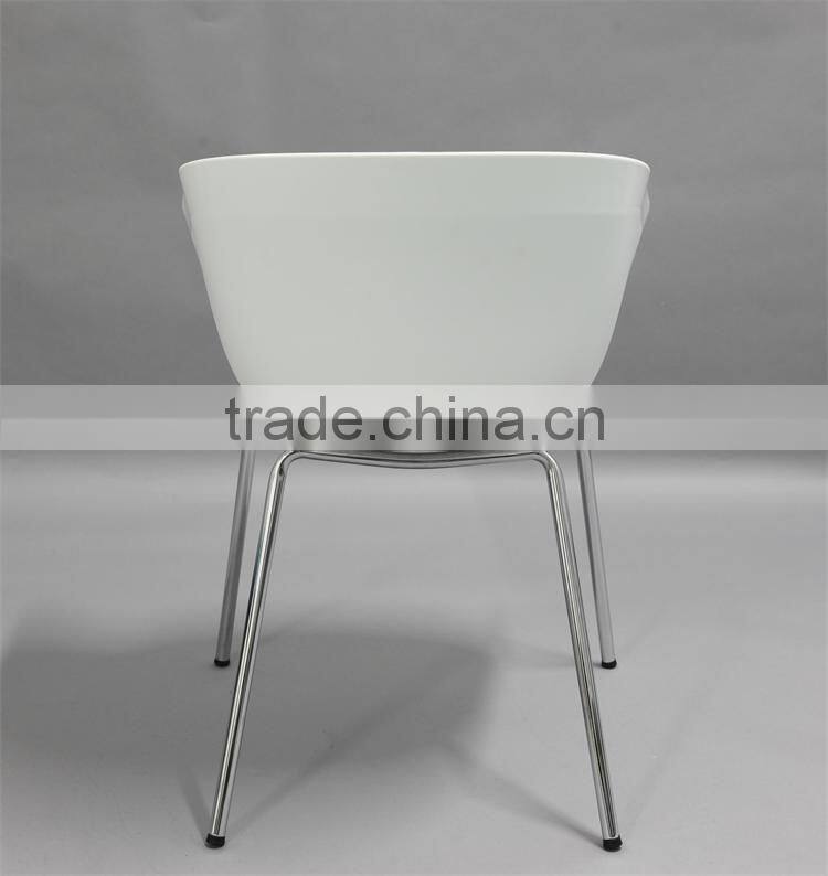 Guangdong Dining Furniture Modern Design Plastic Chairs with Metal Legs