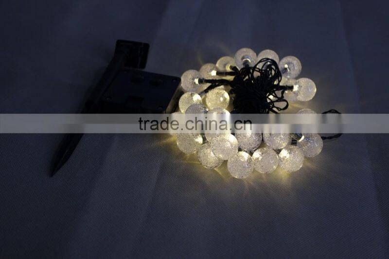 Solar Outdoor String Lights 19.7 ft 30 LED Warm White Crystal Ball Christmas Globe Lights for Garden Path, Party, Decoration